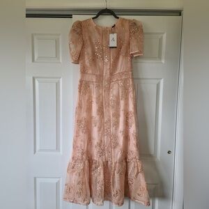 Embellished Blush Pink Sequin Midi Dress